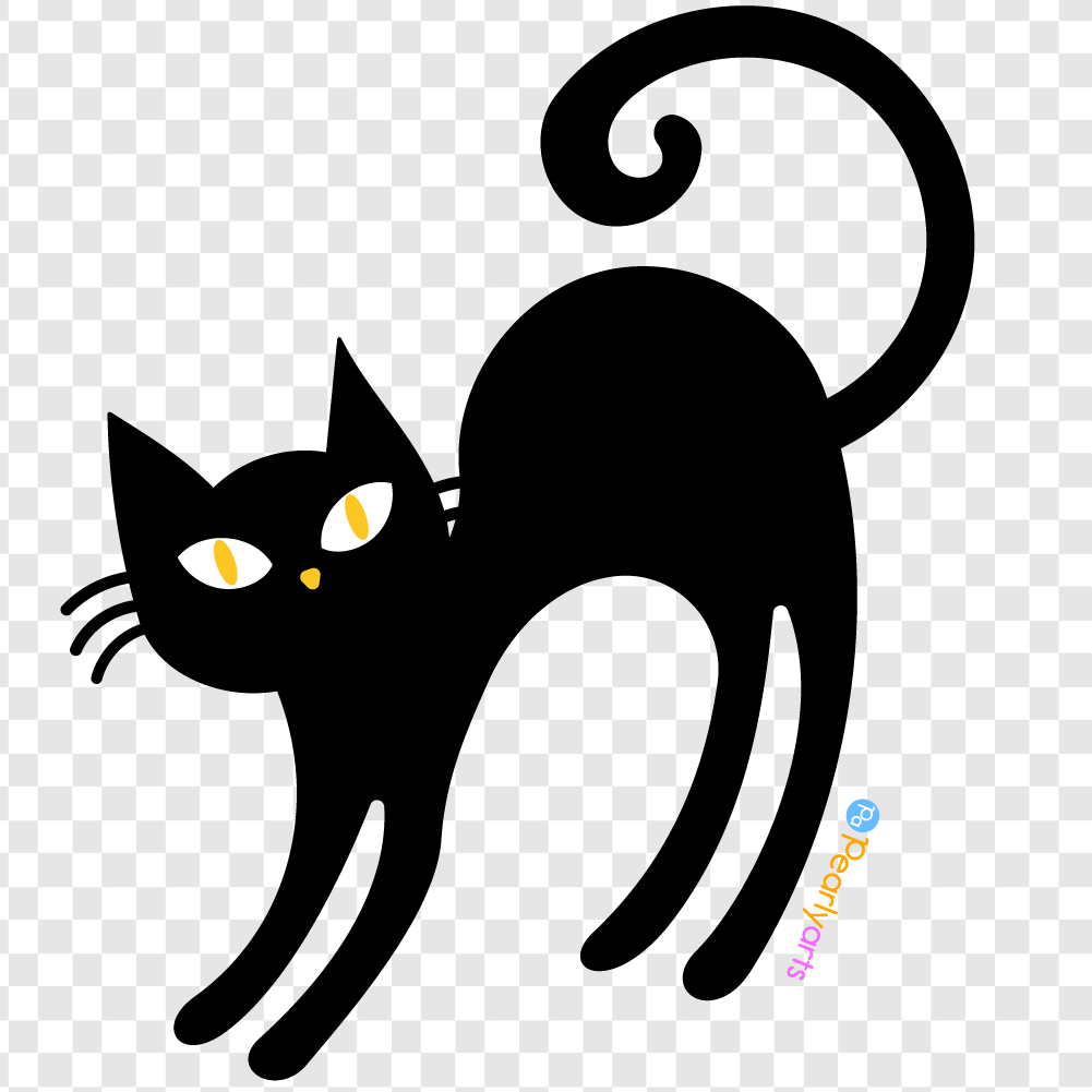 FREE Stretching Black Cat Clipart SNS | Pearly Arts