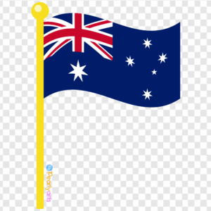 FREE Australia Flag on Pole Clipart WM | Pearly Arts
