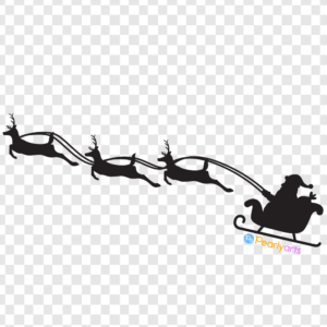 FREE Santa Claus on a Sleigh silhouette Clipart Black WM | Pearly Arts