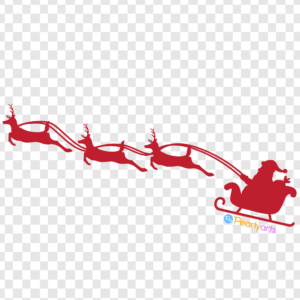 FREE Santa Claus on a Sleigh silhouette Clipart Red WM | Pearly Arts
