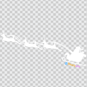 FREE Santa Claus on a Sleigh silhouette Clipart White WM | Pearly Arts