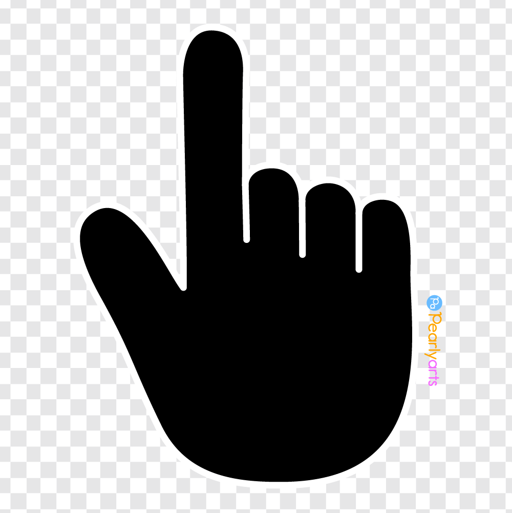 FREE Black Index Finger Pointer Clipart Up | Transparent PNG | Pearly Arts