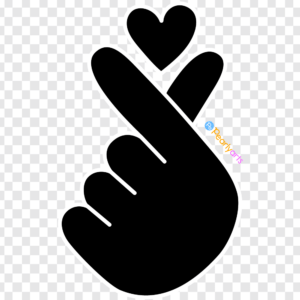 FREE Black Korean Finger Heart Clipart with outline WM | Pearly Arts