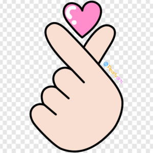 FREE Pink Korean Finger Heart Clipart | Pearly Arts with outline WM