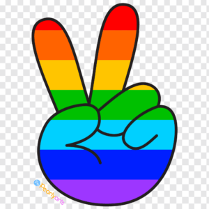 FREE Rainbow Peace Sign Hand Clipart Black outlined WM | Pearly Arts