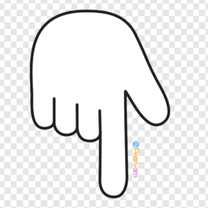 FREE White Index Finger Pointer Clipart Down with outline WM | Pearly Arts