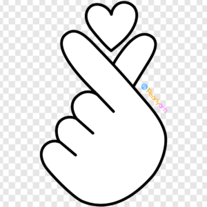 FREE White Korean Finger Heart Clipart with outline WM | Pearly Arts