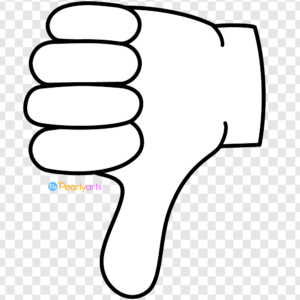 FREE White Thumbs Down Clipart with outline WM | Pearly Arts