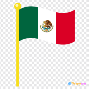 FREE Mexican Flag on Pole Clipart WM | Pearly Arts