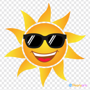 FREE Happy Sun with Sunglasses Clipart WM | Pearly Arts | PNG file with no background. Free for commercial and private use. NO attribution.